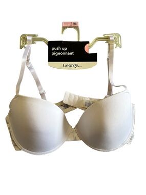 NWT George Push Up Bra White Lace Underwire Size 36C